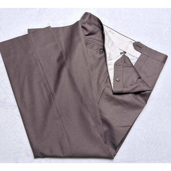Brioni Super 150s Luxury Wool Trousers Dres Pants Mens 37W Italy Chocolate Brown